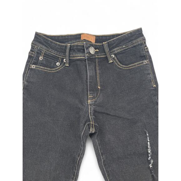 POL Black Distressed Skinny‎ Jeans Small Raw Hem Stretch Denim Y2K Grunge - Picture 4 of 7